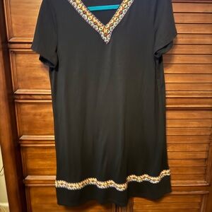 Amazon Black Midi Dress with Colorful Embroidery